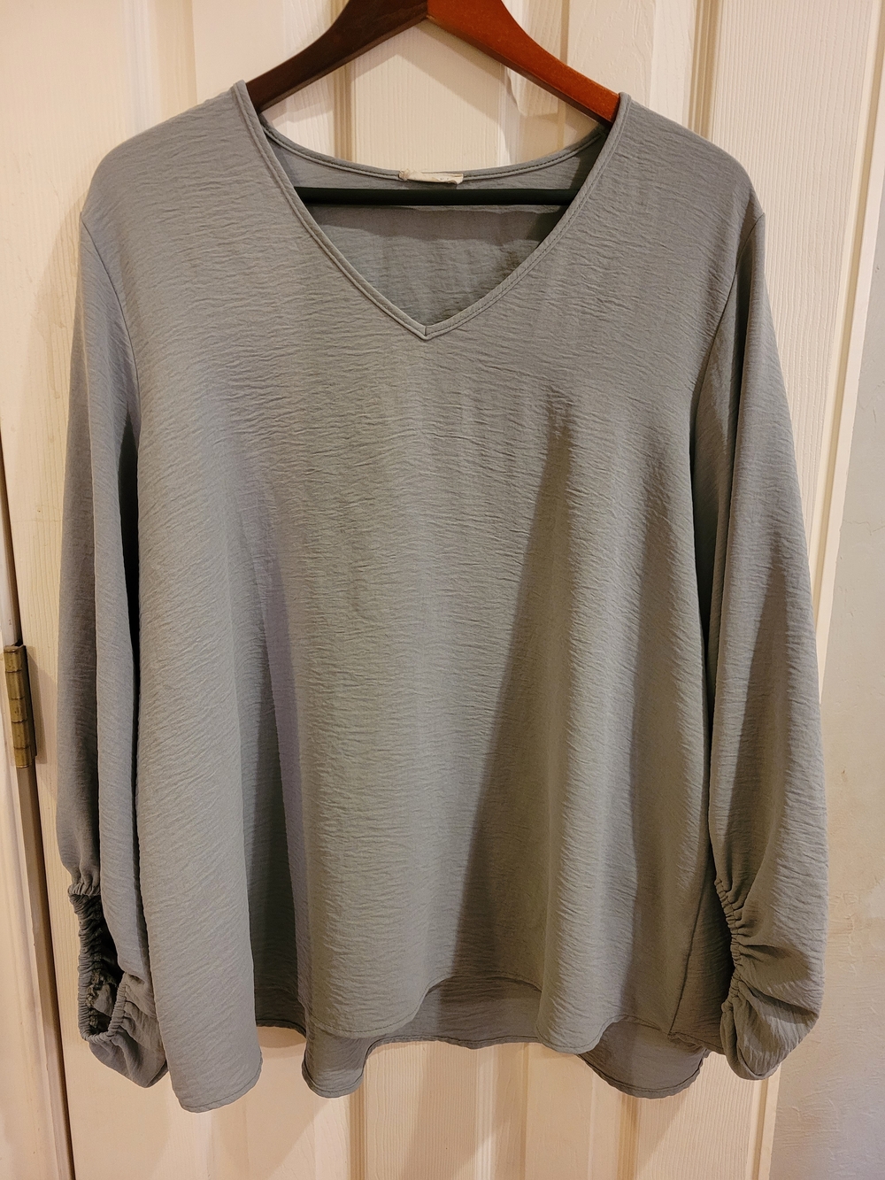 Women’s V-Neck Long Sleeve Blouse - Sage Green